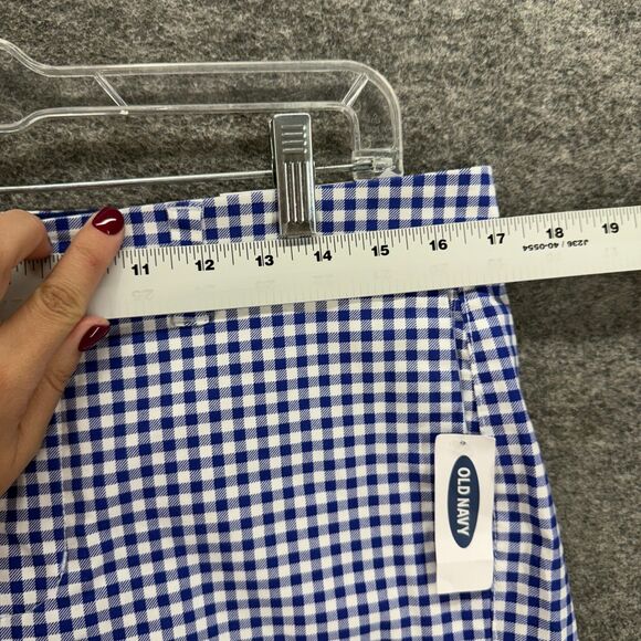 New Old Navy Shorts Women 8 Blue Plaid Mid Rise Everyday Short Chino Cotton - Picture 5 of 10